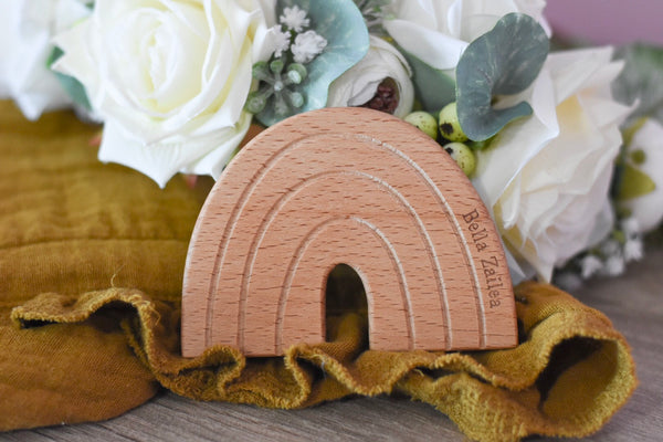 wooden rainbow teething toy
