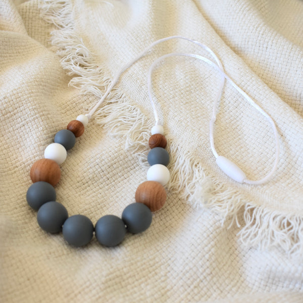 Stacey Silicone & Beech Wood Mum Necklace