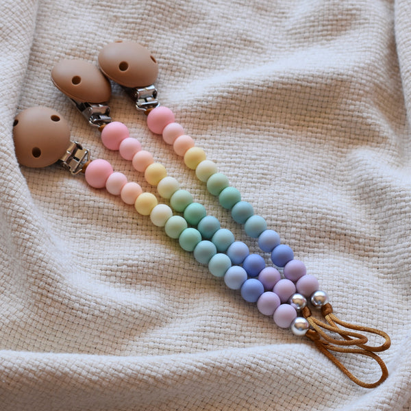 silicone dummy clip safety certified pastel rainbow