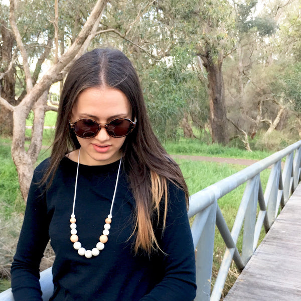 Stacey Silicone & Beech Wood Mum Necklace