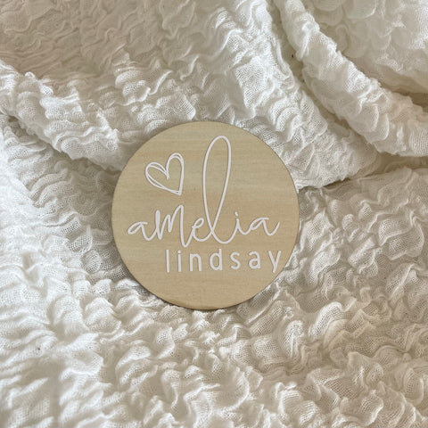 Sweetheart Baby Name / Pregnancy Announcement Disc
