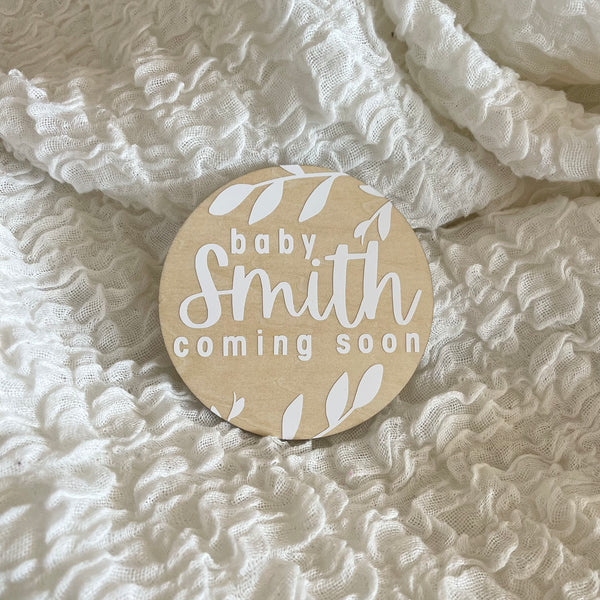 Greenery Baby Name / Pregnancy Announcement Disc