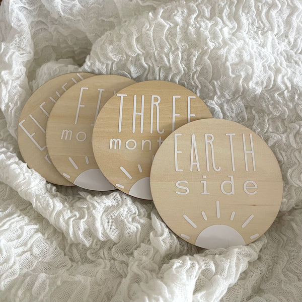 sunshine monthly baby age wooden milestone discs