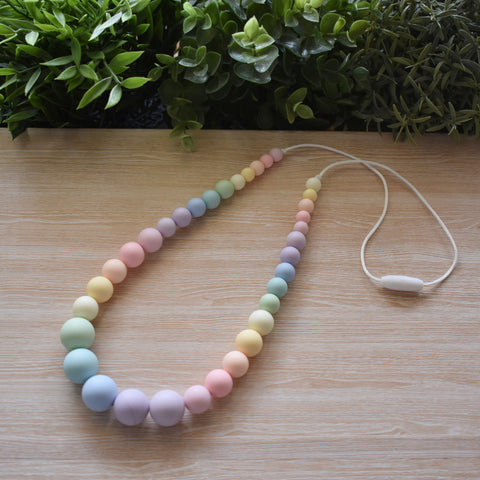 Pastel Rainbow Harlow Silicone Mum Necklace