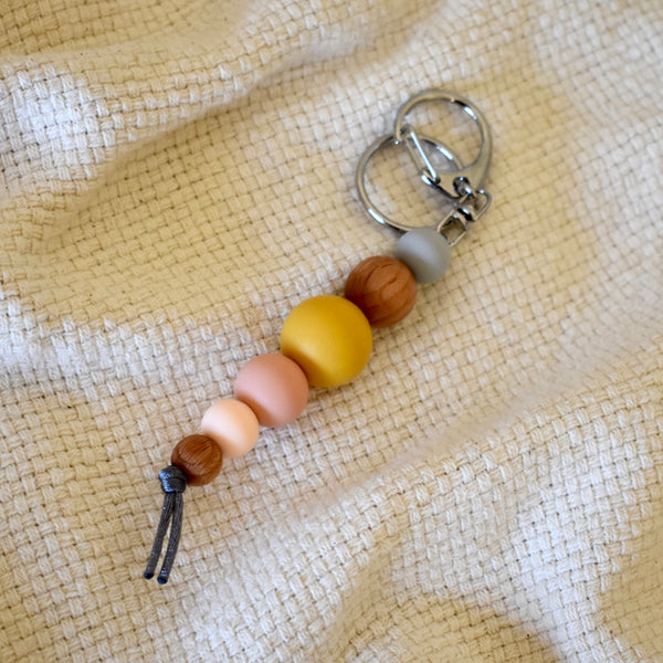 Silicone & Beech Wood Keyring