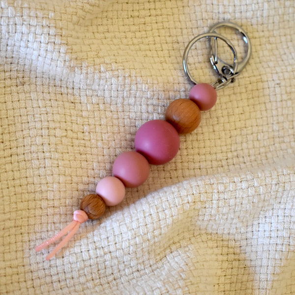 Silicone & Beech Wood Keyring