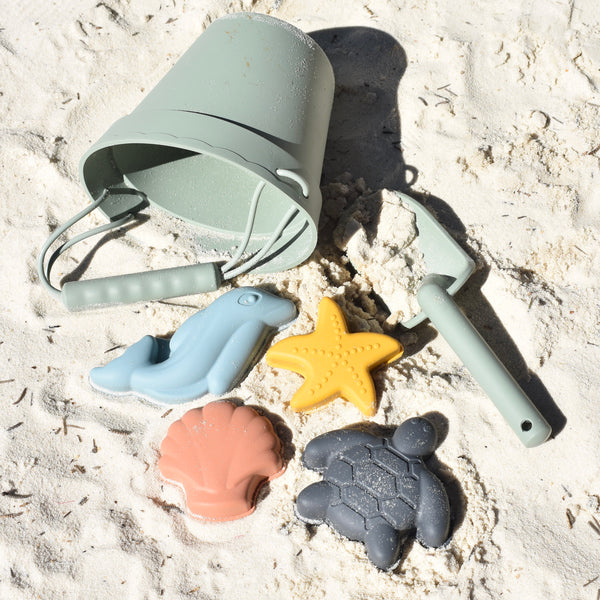 Silicone Sand Set | Bucket, Spade & 4 Sand Moulds