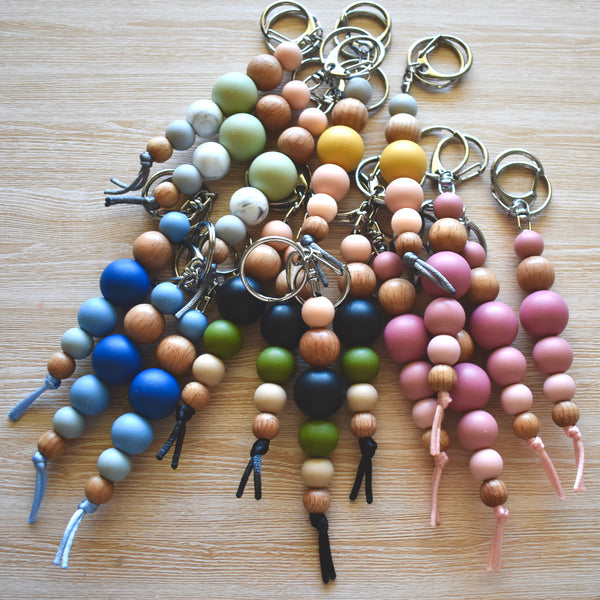 Silicone & Beech Wood Keyring