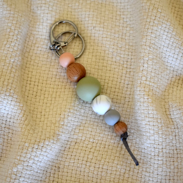 Silicone & Beech Wood Keyring