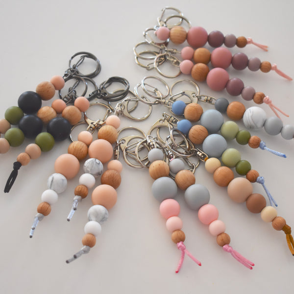 Silicone & Beech Wood Keyring