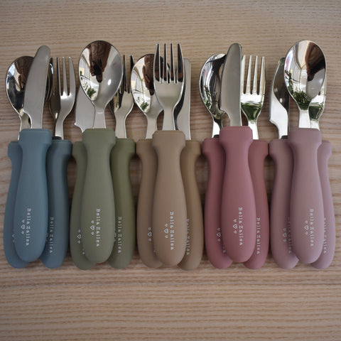 Silicone & Stainless Steel Cutlery Set - Fork Knife and Spoon